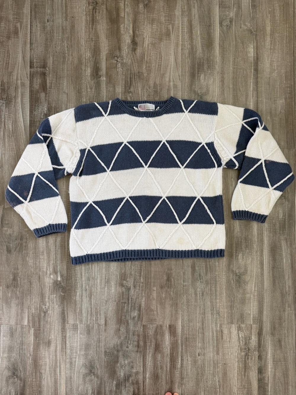 Vintage Striped Knit Sweater - Navy & Cream